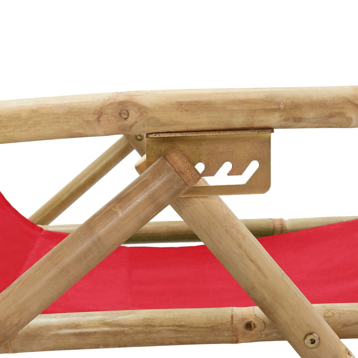Relaxstoel verstelbaar bamboe en stof rood - Griffin Retail