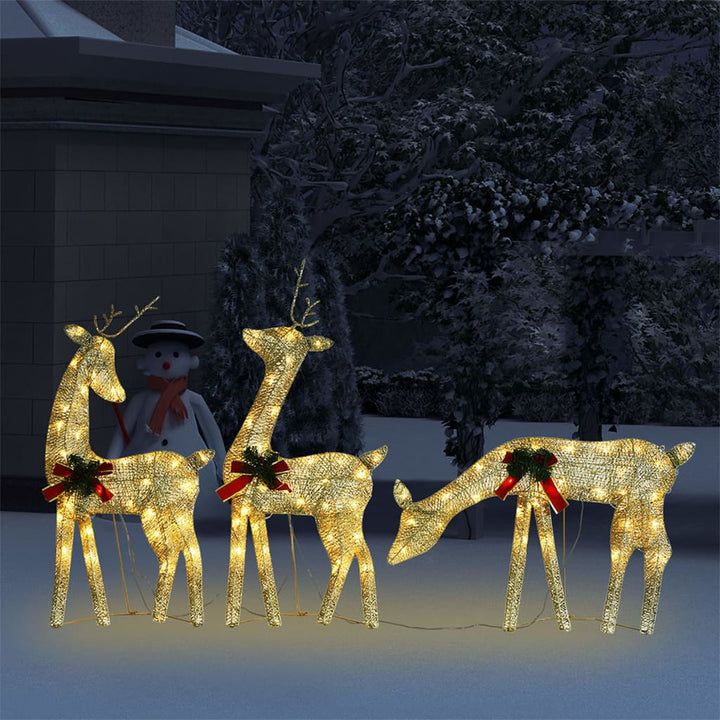 Rendierfamilie Kerstmis warmwit 270x7x90 cm mesh goudkleurig - Griffin Retail