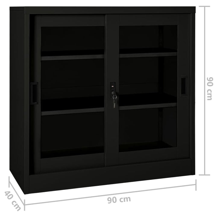 Roldeurkast 90x40x90 cm staal zwart - Griffin Retail