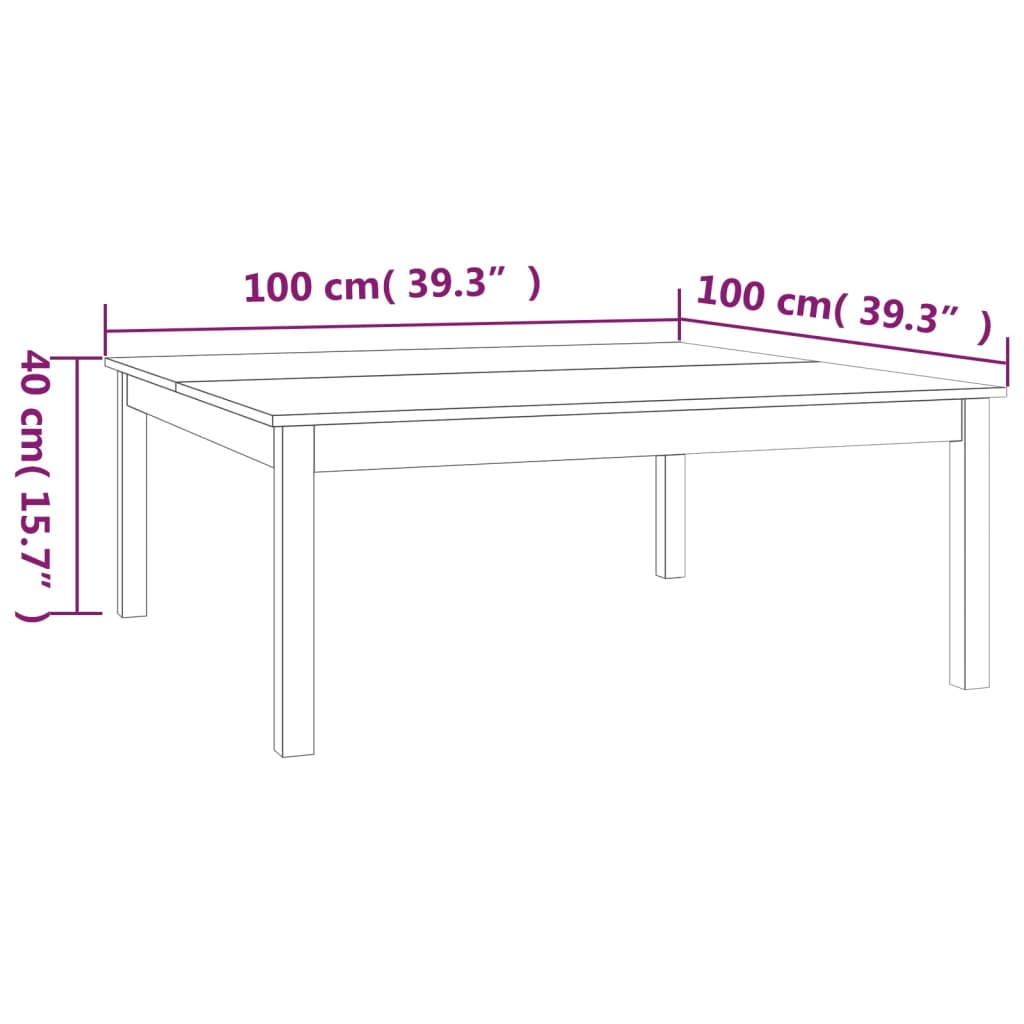 Salontafel 100x100x40 cm massief grenenhout grijs - Griffin Retail