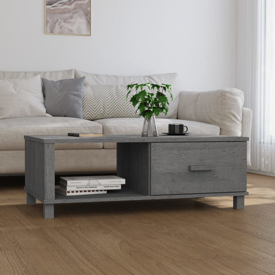 Salontafel 100x55x35 cm massief grenenhout donkergrijs - Griffin Retail