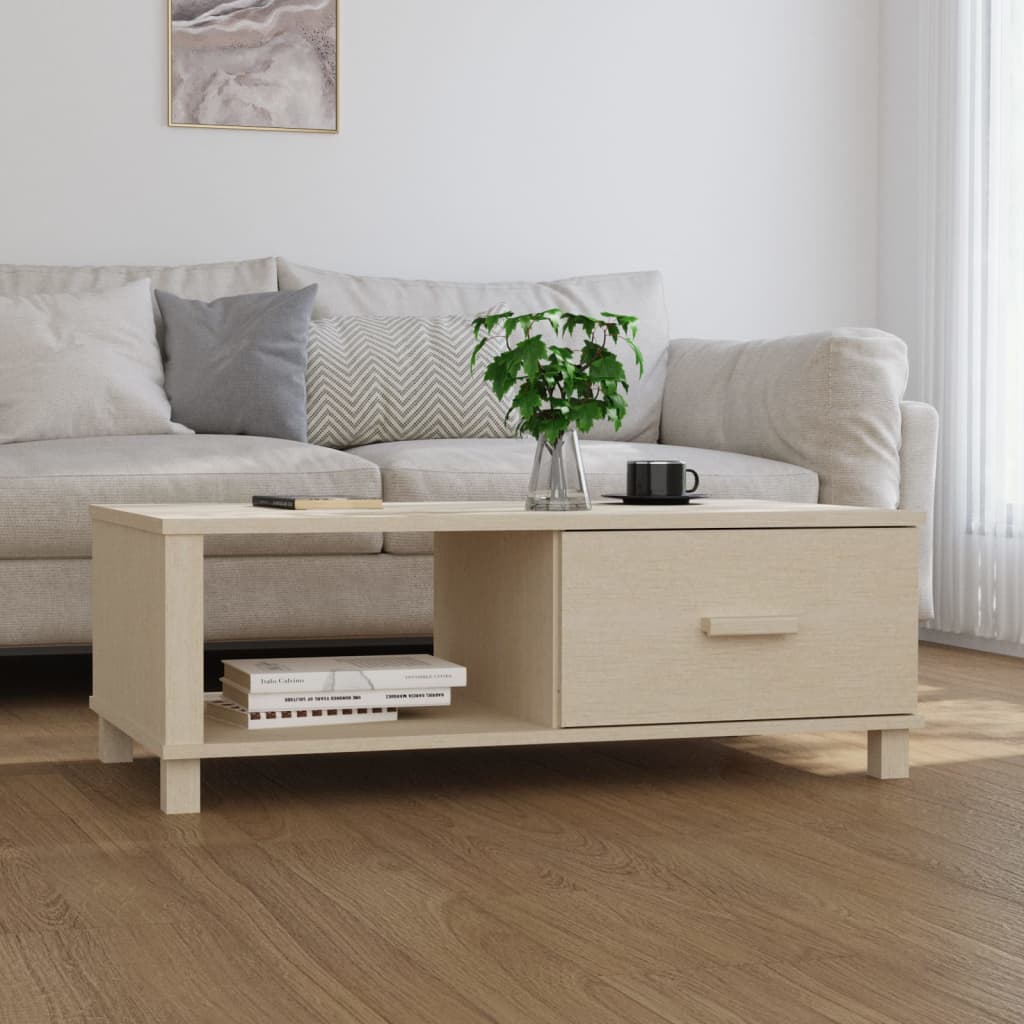 Salontafel 100x55x35 cm massief grenenhout honingbruin - Griffin Retail