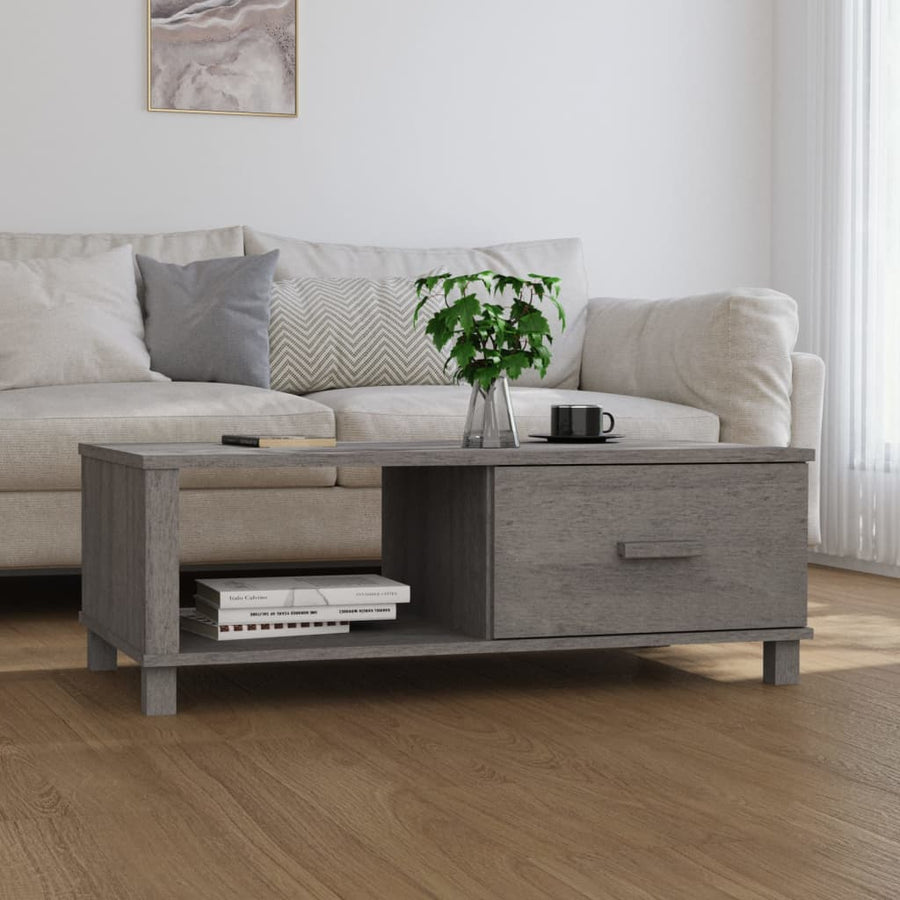 Salontafel 100x55x35 cm massief grenenhout lichtgrijs - Griffin Retail
