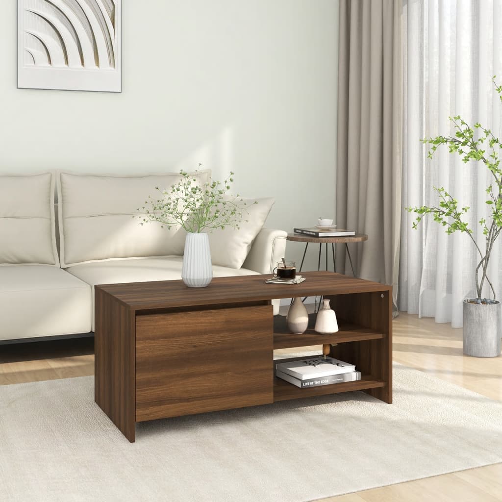 Salontafel 102x50x45 cm bewerkt hout bruineikenkleurig - Griffin Retail