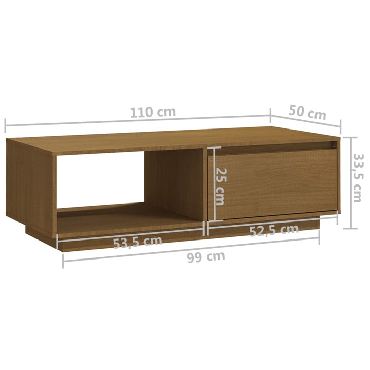 Salontafel 110x50x33,5 cm massief grenenhout honingbruin - Griffin Retail