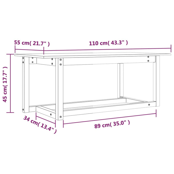 Salontafel 110x55x45 cm massief grenenhout - Griffin Retail