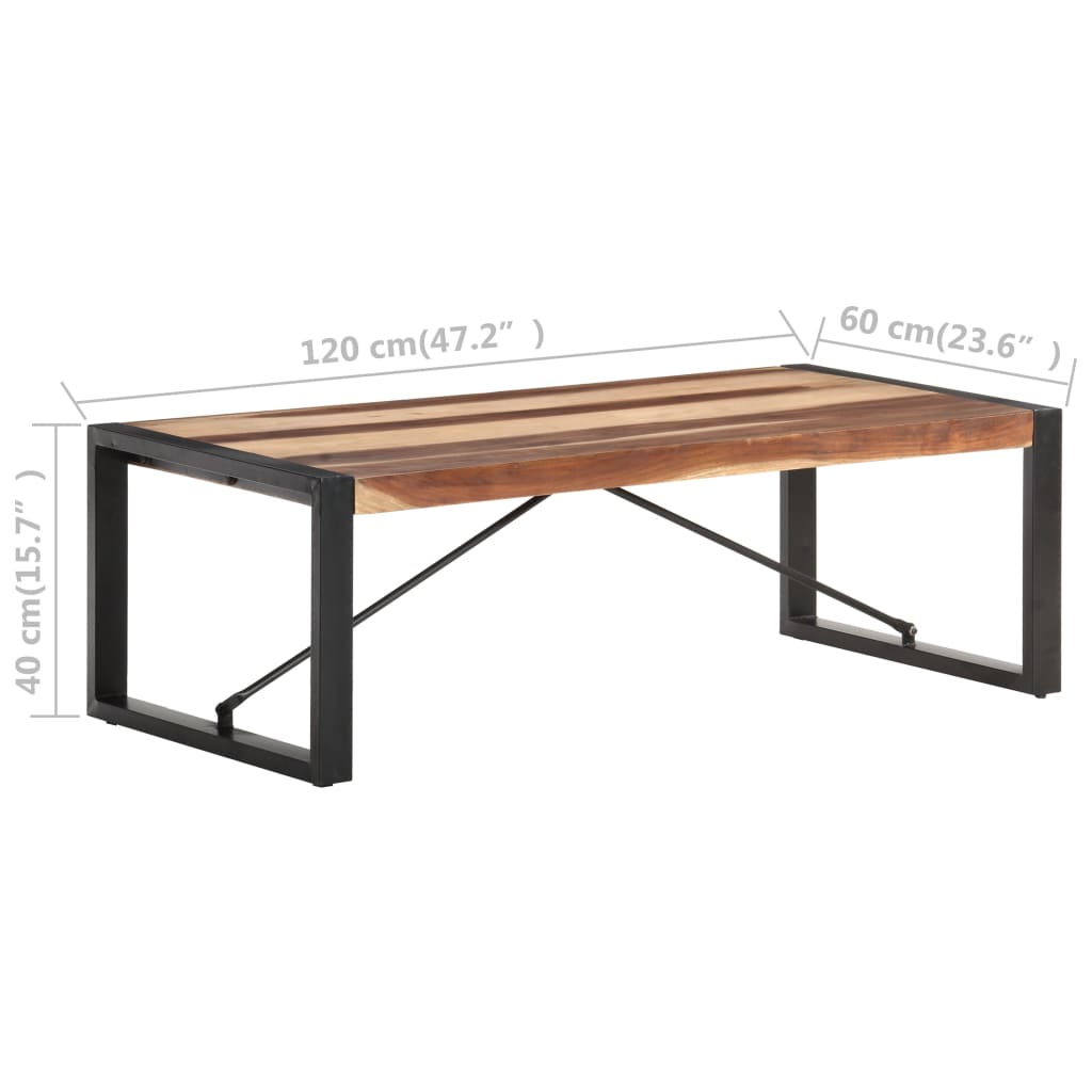 Salontafel 120x60x40 cm massief hout met sheesham afwerking - Griffin Retail