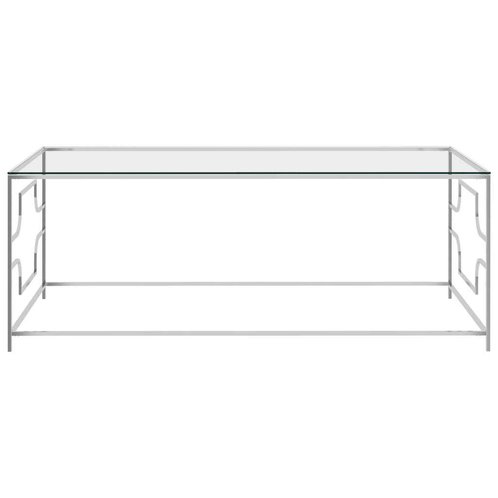 Salontafel 120x60x45 cm roestvrij staal en glas zilverkleurig - Griffin Retail