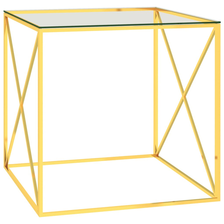 Salontafel 55x55x55 cm roestvrij staal en glas goudkleurig - Griffin Retail