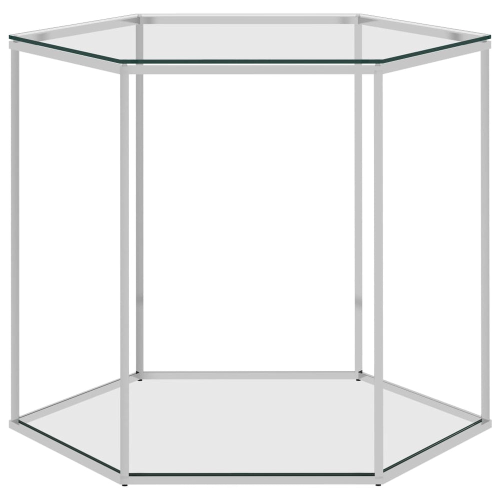 Salontafel 60x53x50 cm roestvrij staal en glas zilverkleurig - Griffin Retail