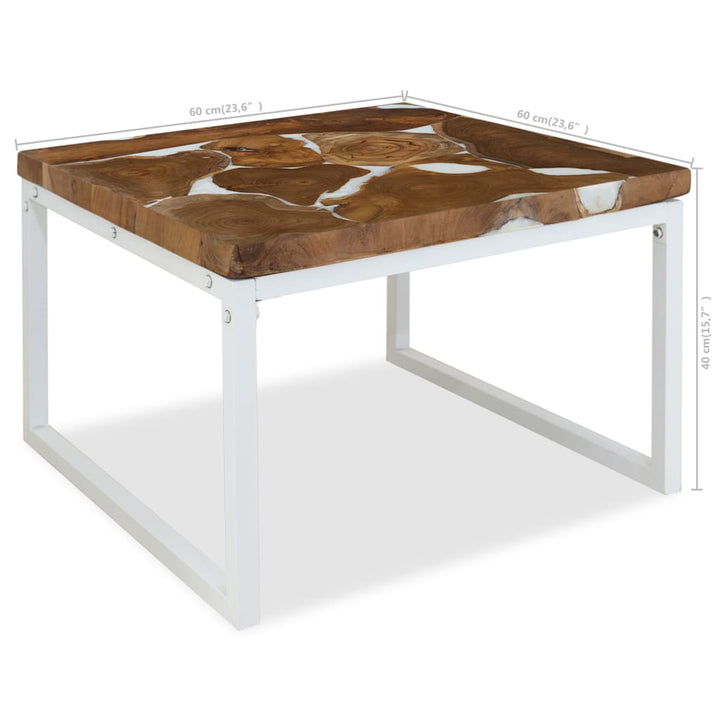 Salontafel 60x60x40 cm teakhout en hars - Griffin Retail