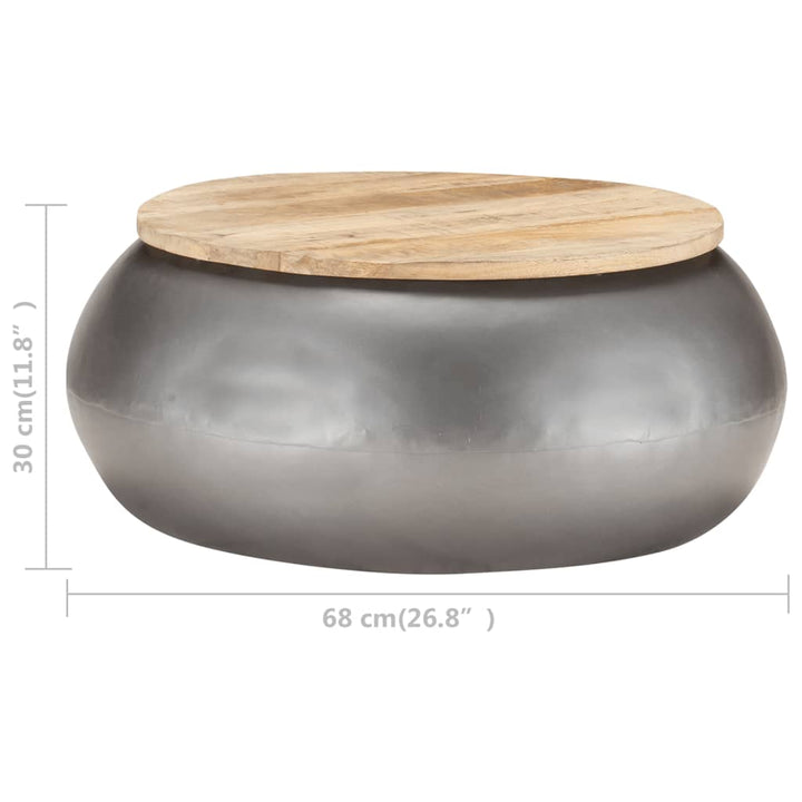 Salontafel 68x68x30 cm massief mangohout grijs - Griffin Retail