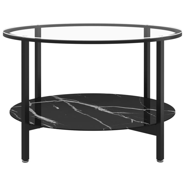 Salontafel 70 cm gehard glas zwart en zwartmarmer - Griffin Retail