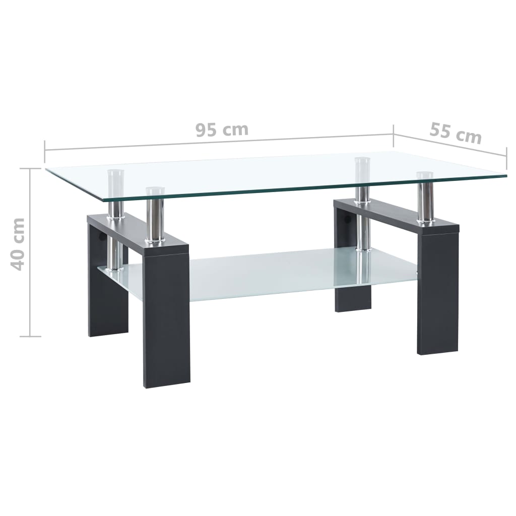 Salontafel 95x55x40 cm gehard glas transparant en grijs - Griffin Retail