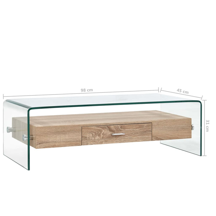 Salontafel 98x45x31 cm gehard glas transparant - Griffin Retail