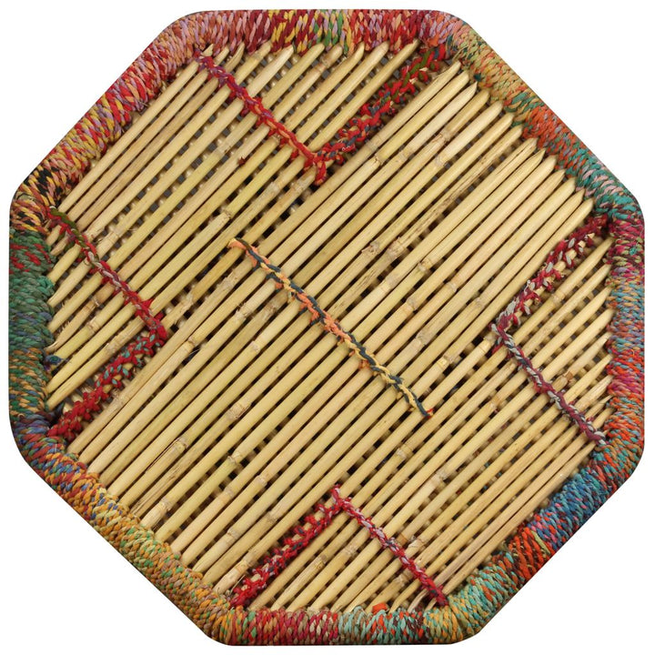 Salontafel achthoekig met chindi details bamboe meerkleurig - Griffin Retail