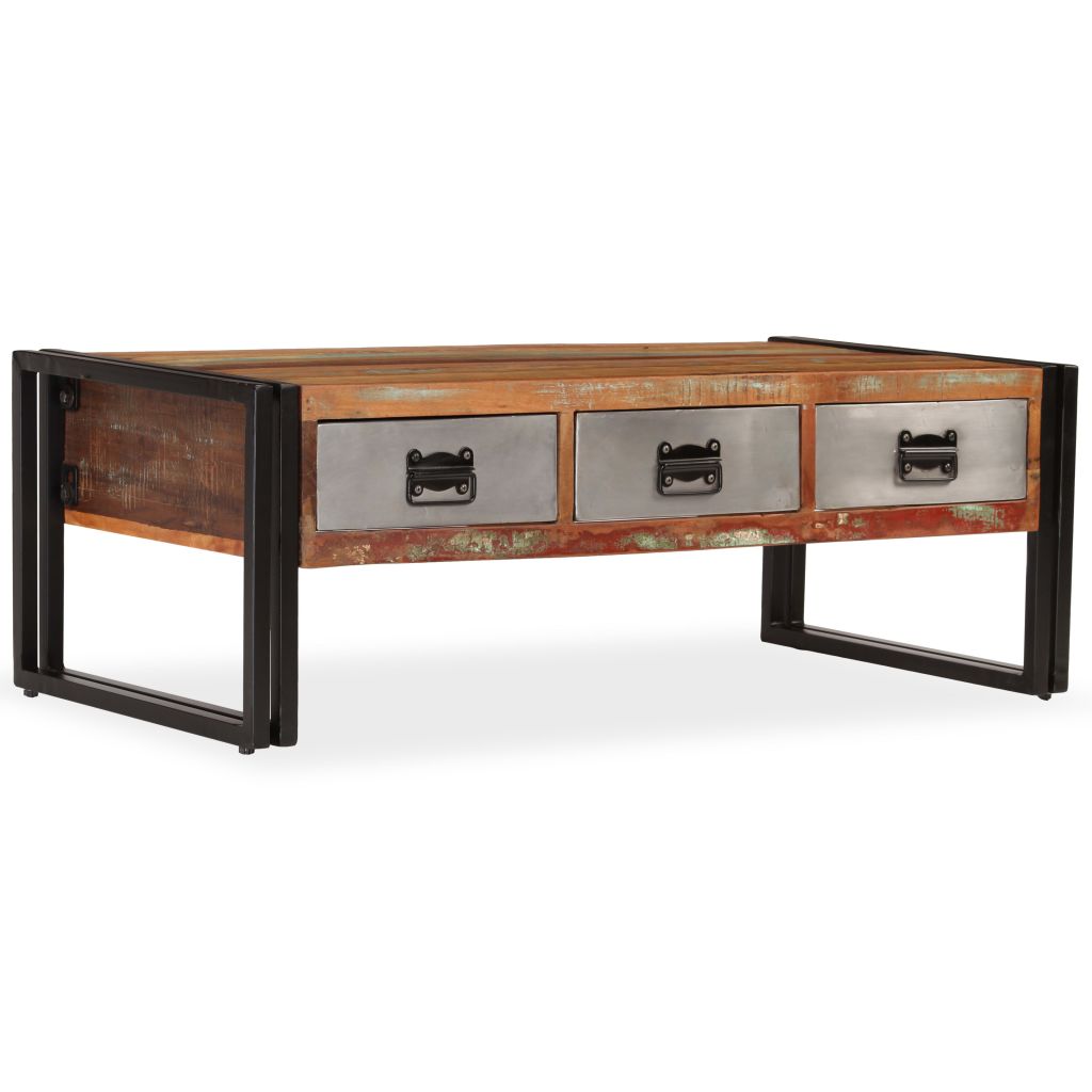 Salontafel met 3 lades 100x50x35 cm massief gerecycled hout - Griffin Retail