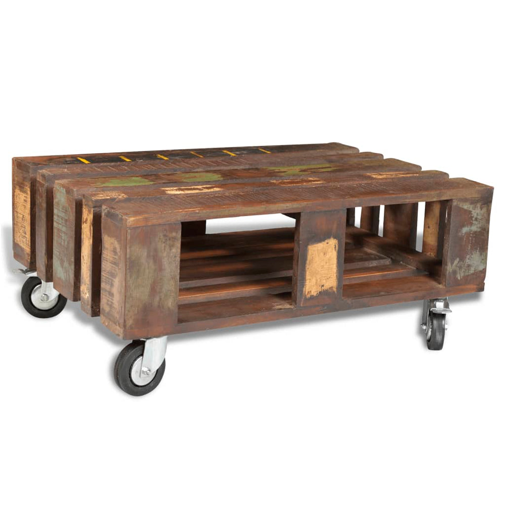 Salontafel met 4 wielen gerecycled hout - Griffin Retail