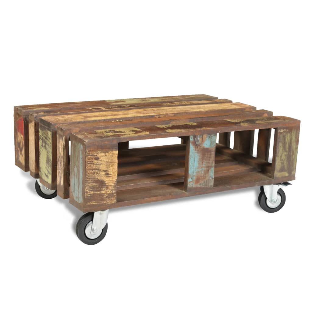 Salontafel met 4 wielen gerecycled hout - Griffin Retail