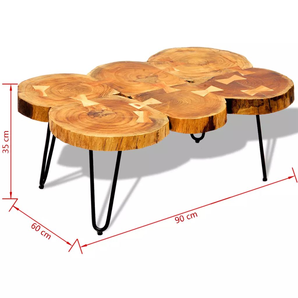 Salontafel met 6 boomstammen 35 cm massief sheeshamhout - Griffin Retail