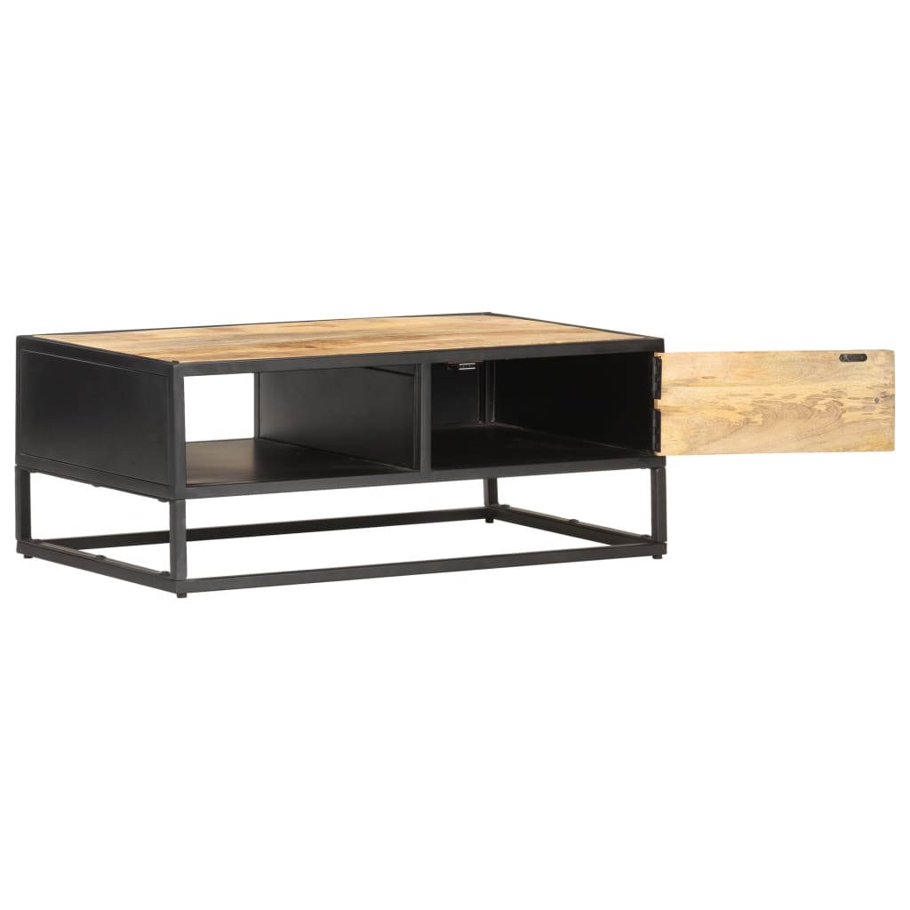 Salontafel met bewerkte deur 90x55x36 cm ruw mangohout - Griffin Retail