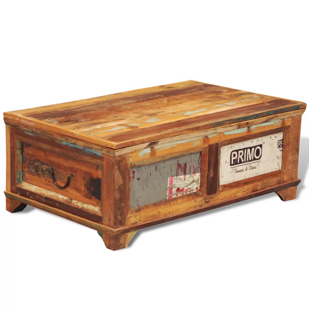 Salontafel met opslagruimte vintage stijl gerecycled hout - Griffin Retail
