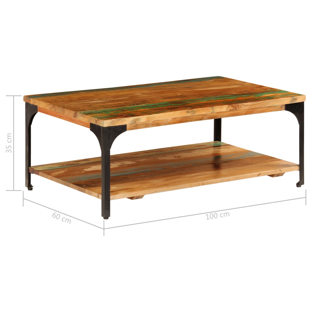 Salontafel met schap 100x60x35 cm massief gerecycled hout - Griffin Retail