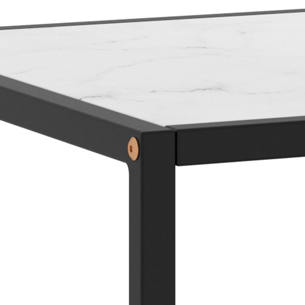 Salontafel met wit marmerglas 100x50x35 cm zwart - Griffin Retail