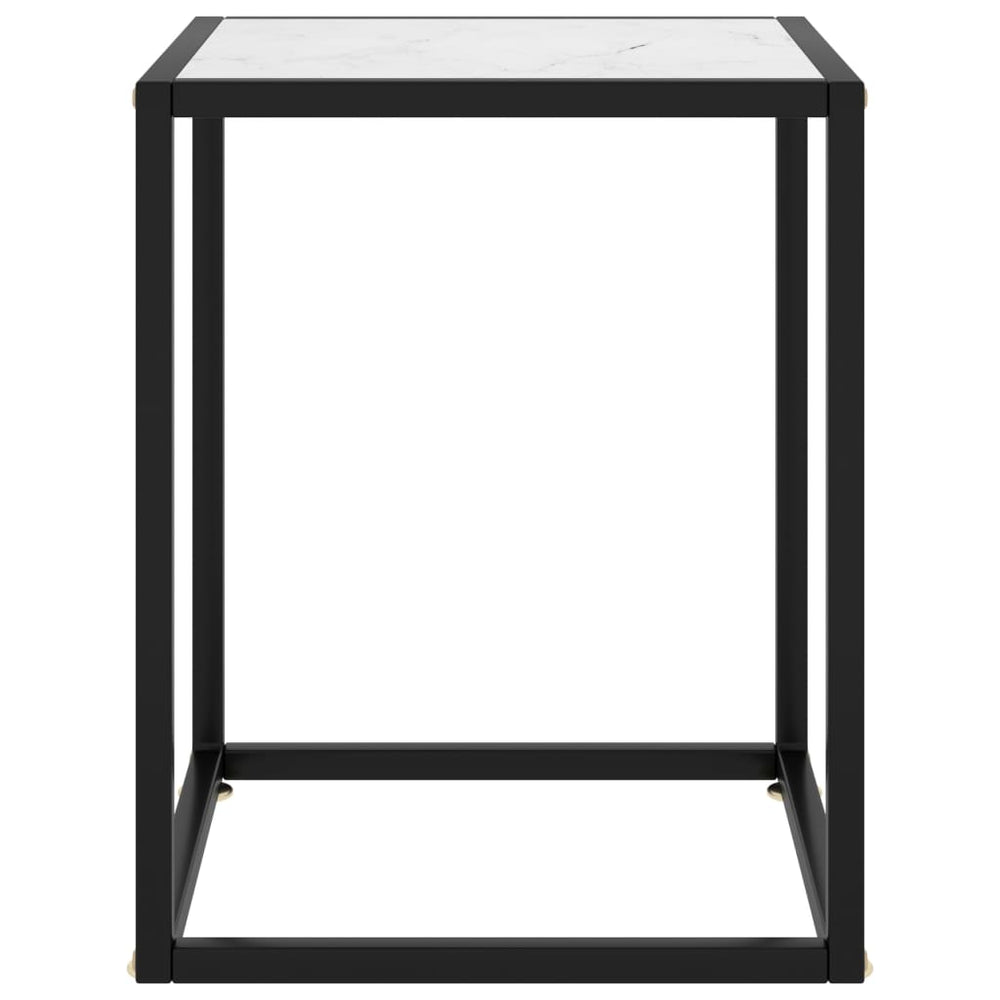 Salontafel met wit marmerglas 40x40x50 cm zwart - Griffin Retail