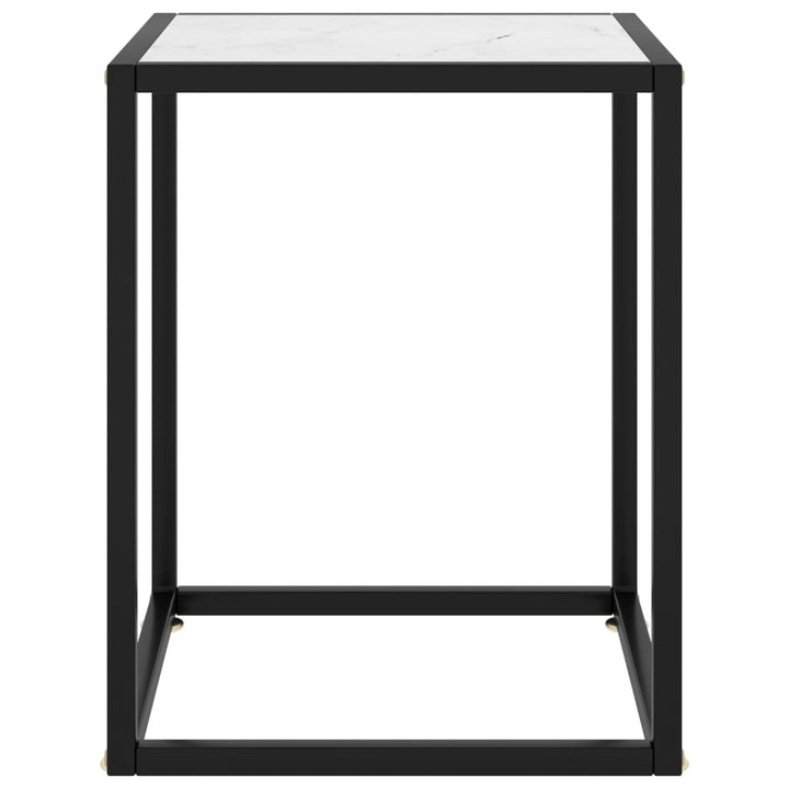 Salontafel met wit marmerglas 40x40x50 cm zwart - Griffin Retail