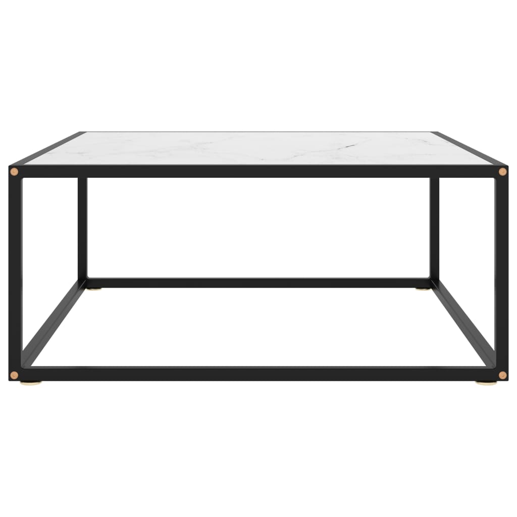 Salontafel met wit marmerglas 80x80x35 cm zwart - Griffin Retail
