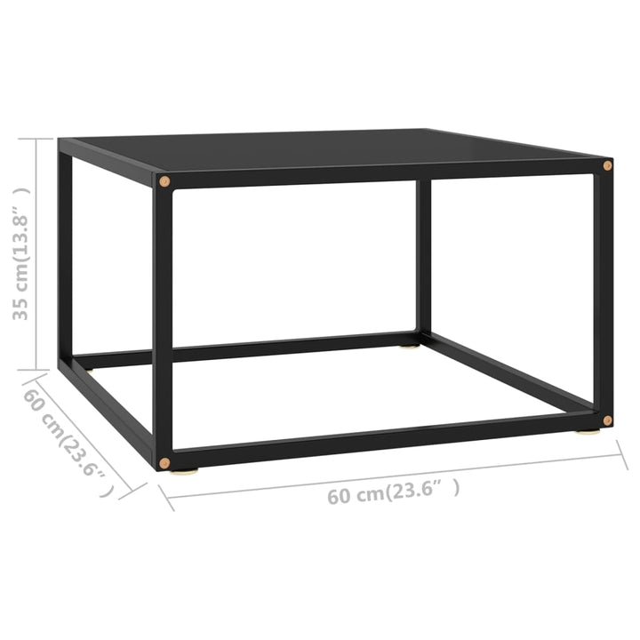 Salontafel met zwart glas 60x60x35 cm zwart - Griffin Retail