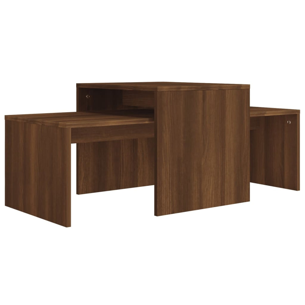 Salontafelset 100x48x40 cm bewerkt hout bruineikenkleurig - Griffin Retail