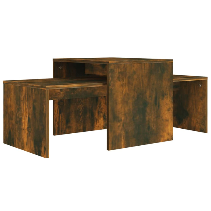 Salontafelset 100x48x40 cm bewerkt hout gerookt eikenkleurig - Griffin Retail