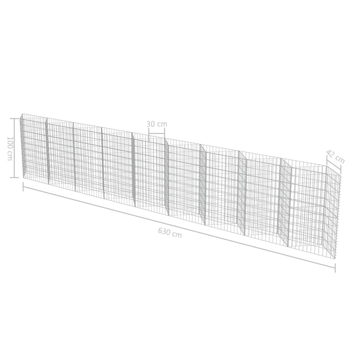 Schanskorf wand 630x30x100 cm gegalvaniseerd staal - Griffin Retail