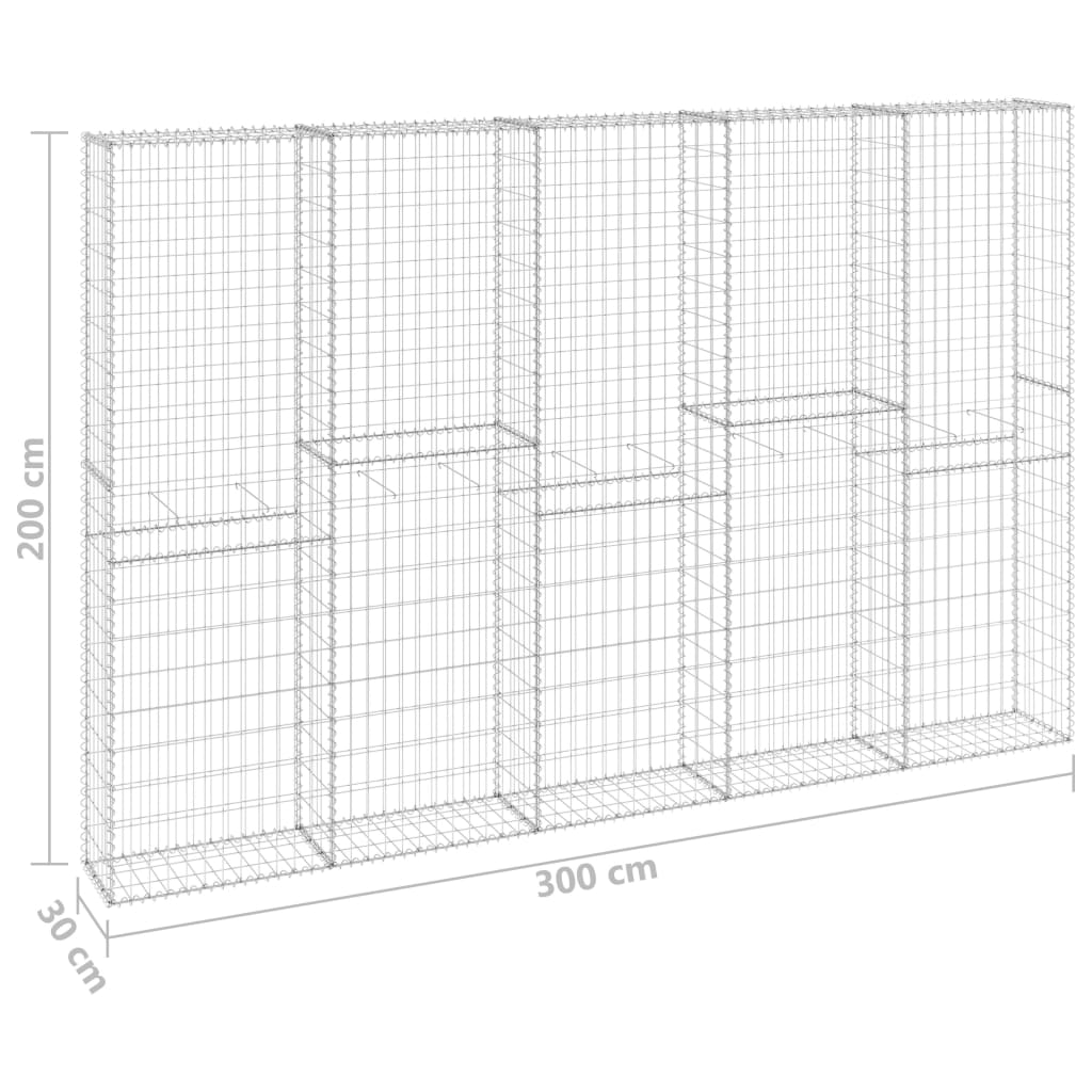 Schanskorfmuur met deksels 300x30x200 cm gegalvaniseerd staal - Griffin Retail