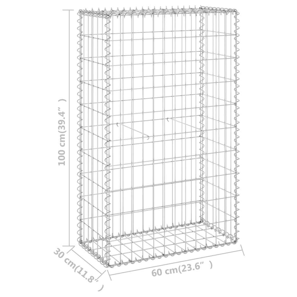 Schanskorfmuur met deksels 60x30x100 cm gegalvaniseerd staal - Griffin Retail