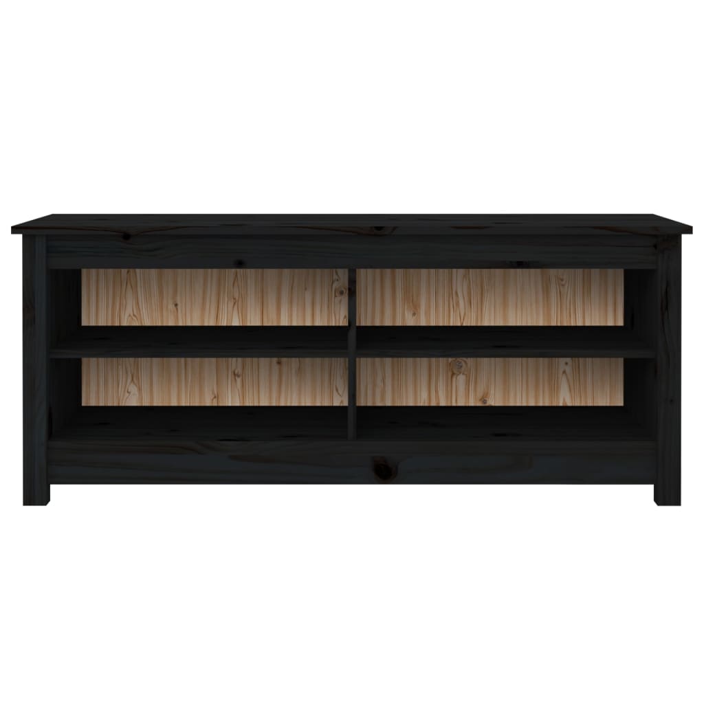 Schoenenbank 110x38x45,5 cm massief grenenhout zwart - Griffin Retail