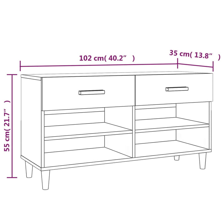 Schoenenkast 102x35x55 cm bewerkt hout betongrijs - Griffin Retail