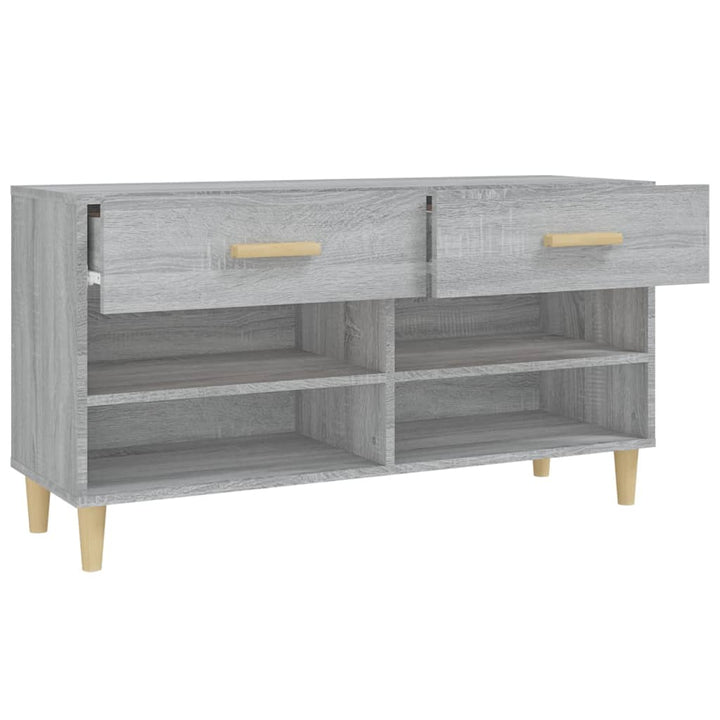 Schoenenkast 102x35x55 cm bewerkt hout grijs sonoma eikenkleur - Griffin Retail