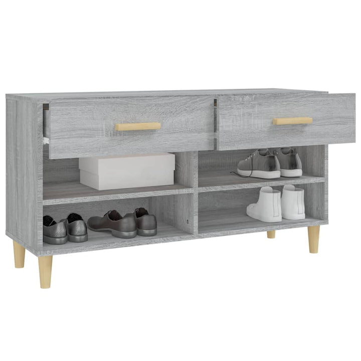 Schoenenkast 102x35x55 cm bewerkt hout grijs sonoma eikenkleur - Griffin Retail