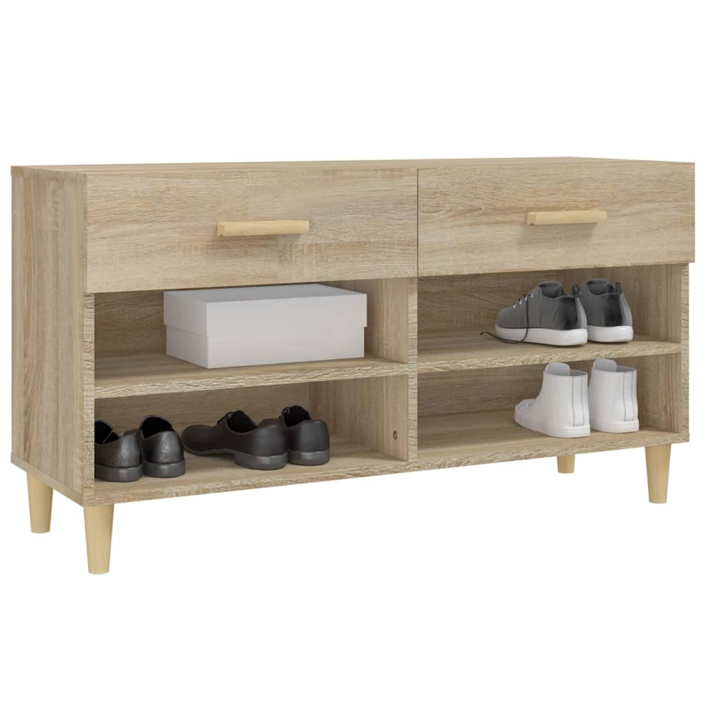 Schoenenkast 102x35x55 cm bewerkt hout sonoma eikenkleurig - Griffin Retail