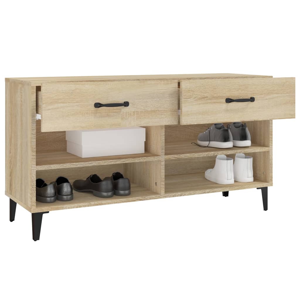 Schoenenkast 102x35x55 cm bewerkt hout sonoma eikenkleurig - Griffin Retail