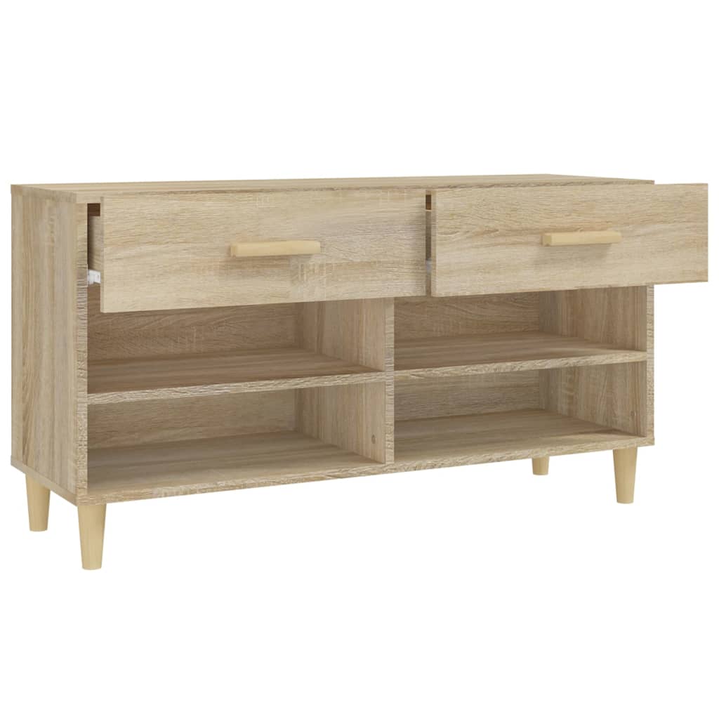 Schoenenkast 102x35x55 cm bewerkt hout sonoma eikenkleurig - Griffin Retail