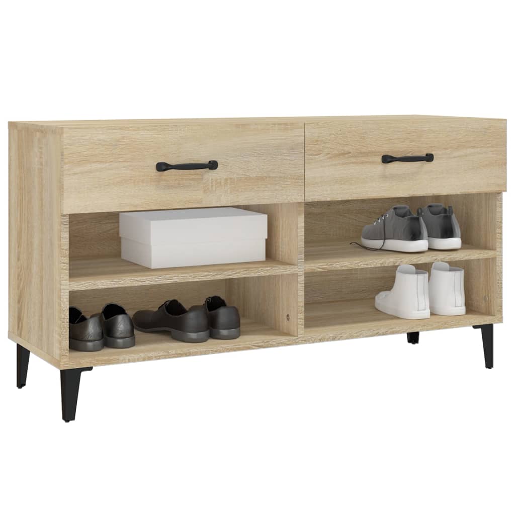 Schoenenkast 102x35x55 cm bewerkt hout sonoma eikenkleurig - Griffin Retail