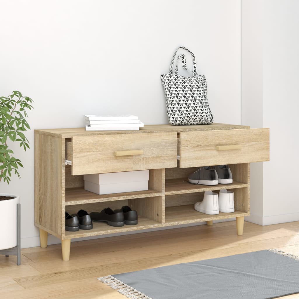 Schoenenkast 102x35x55 cm bewerkt hout sonoma eikenkleurig - Griffin Retail