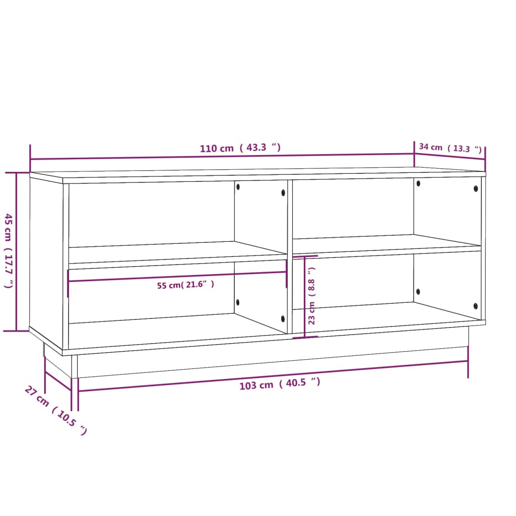 Schoenenkast 110x34x45 cm massief grenenhout honingbruin - Griffin Retail