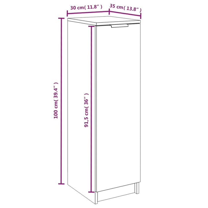 Schoenenkast 30x35x100 cm bewerkt hout hoogglans wit - Griffin Retail