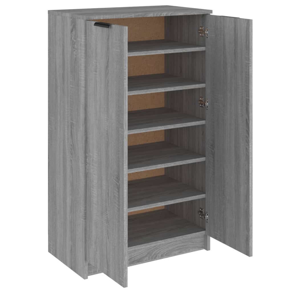 Schoenenkast 59x35x100 cm bewerkt hout grijs sonoma eikenkleur - Griffin Retail