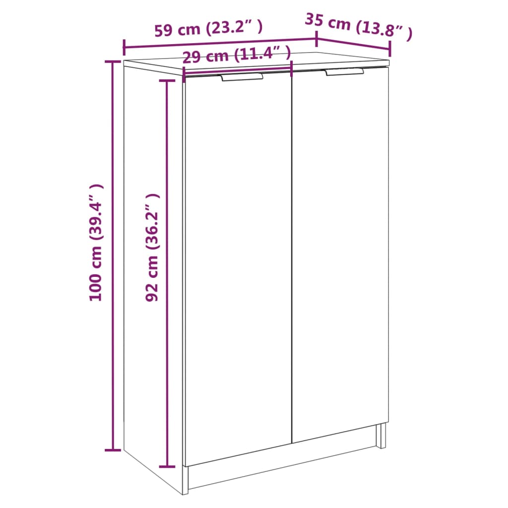 Schoenenkast 59x35x100 cm bewerkt hout grijs sonoma eikenkleur - Griffin Retail